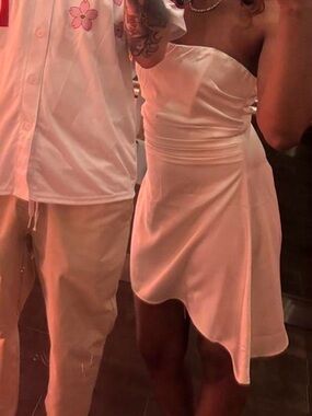 Strapless Cream Mini Dress
